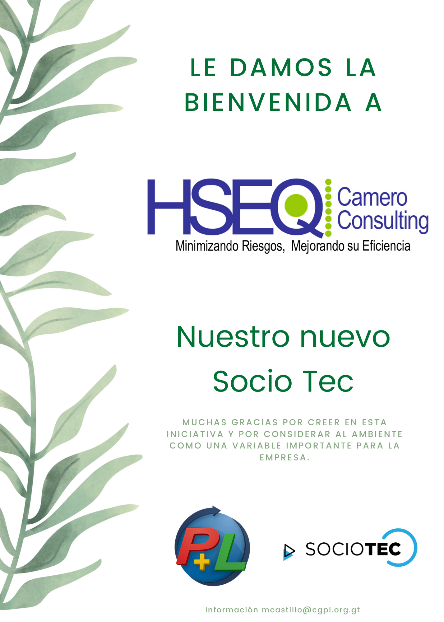 Le Damos La Bienvenida A Nuestro Nuevo Socio Tec, HSEQ Camero Consulting