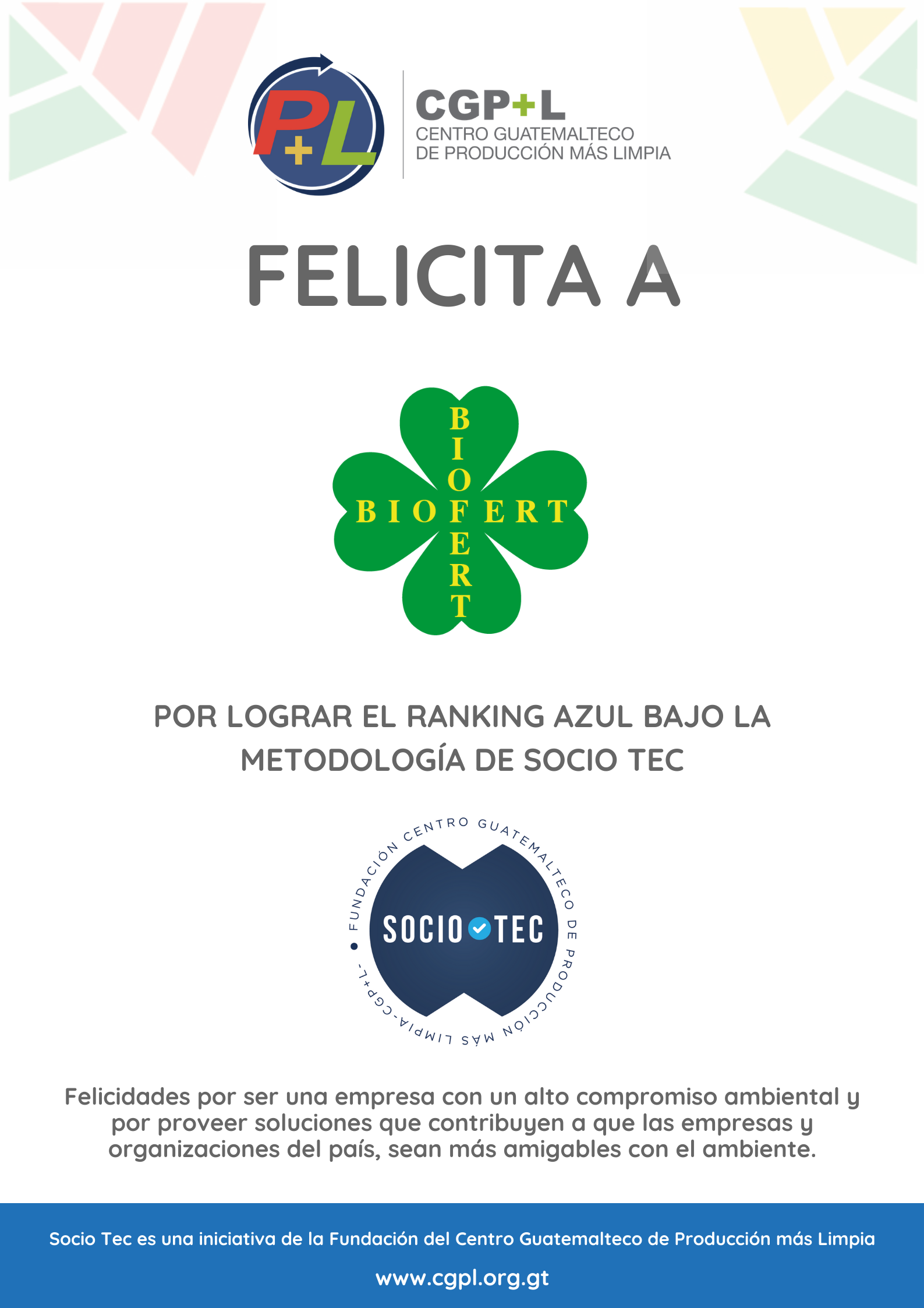 Felicidades A ABC Biofert Por Lograr Ranking Técnico Azul En La Metodología Socio Tec
